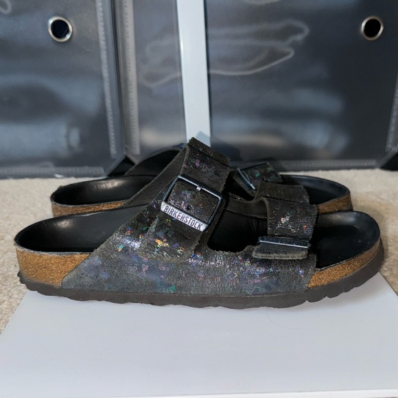 Birkenstock Arizona Spotted Metallic Black Sandals EUR 39 / US 8 - Picture 4 of 16